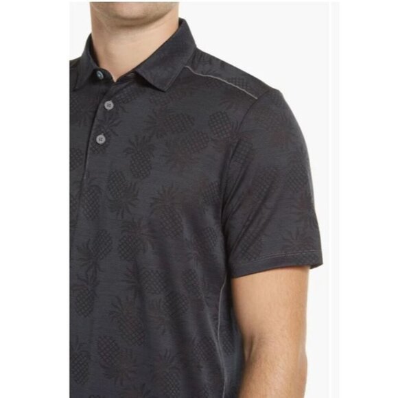 Tommy Bahama Mens Black Pineapple Short Sleeve Button Front Polo Shirt Sz L New - Picture 11 of 15